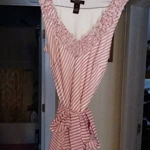 Pink and white striped sleeveless dress